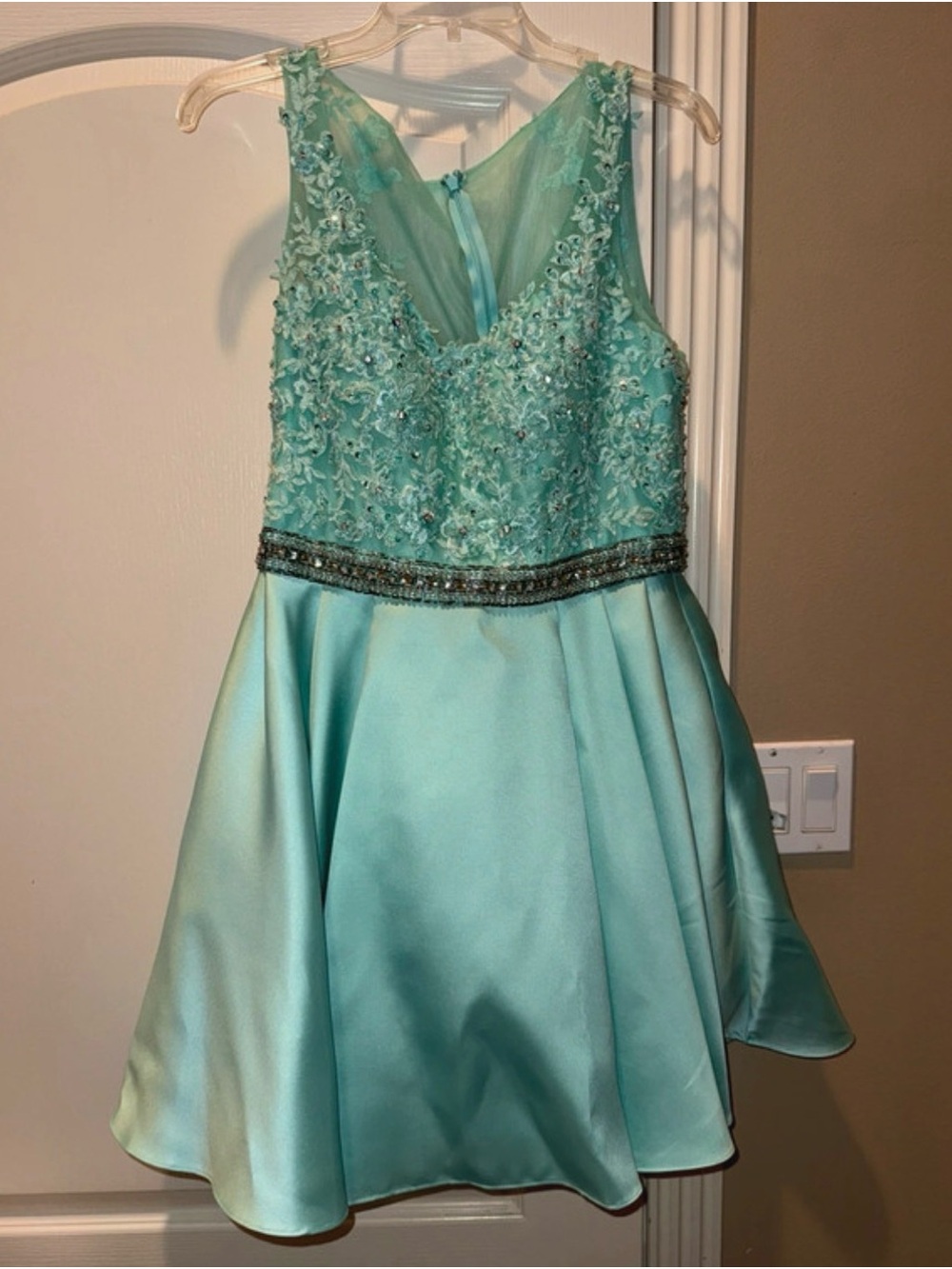 Aqua Embellished Fit-and-Flare Dress